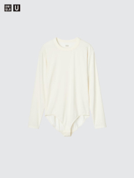 Женское боди AIRism UNIQLO с длинным рукавом 1159989473 (Молочный M)