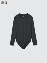 Женское боди AIRism UNIQLO с длинным рукавом 1160022905 (Черный S)
