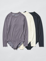 Женское боди AIRism UNIQLO с длинным рукавом 1160022905 (Черный S)