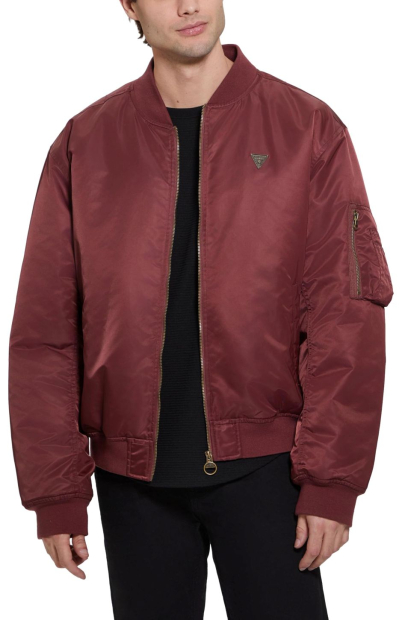 Стильний бомбер GUESS із капюшоном 1159838285 (Бордовий M)