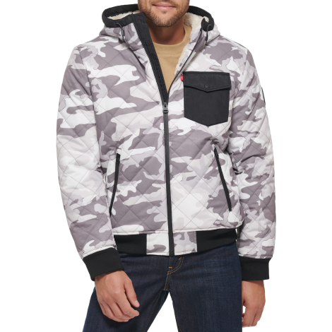 Мужской бомбер Levi's куртка с подкладкой из шерпы 1159846848 (Хаки M)