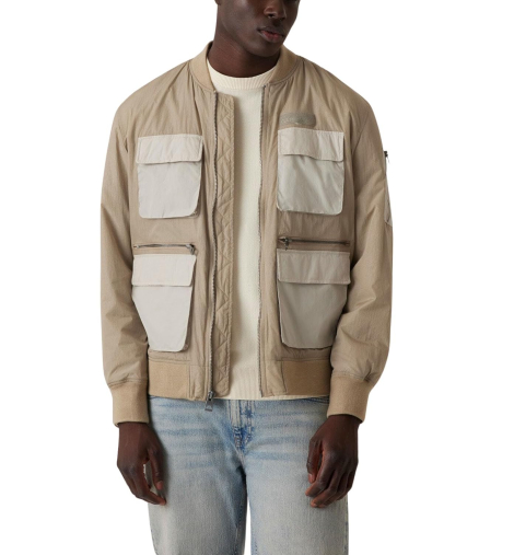 Чоловіча бомбер-куртка Guess з кишенями 1159847744 (Бежевий L)