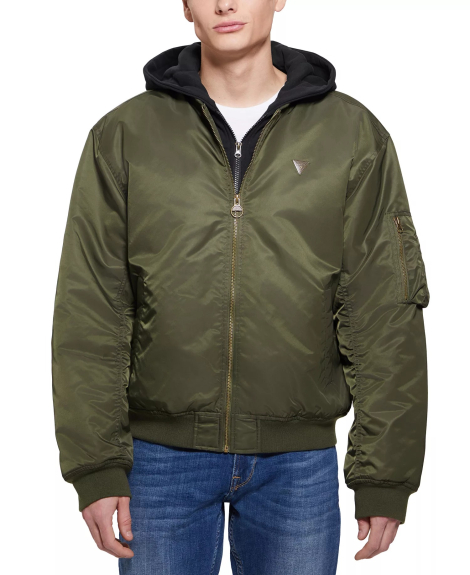Чоловічий бомбер GUESS із капюшоном 1159851420 (Зелений S)