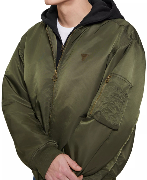 Мужской бомбер GUESS с капюшоном 1159851420 (Зеленый S)
