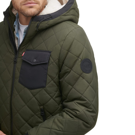 Мужской бомбер Levi's куртка с подкладкой из шерпы 1159853826 (Оливковый S)