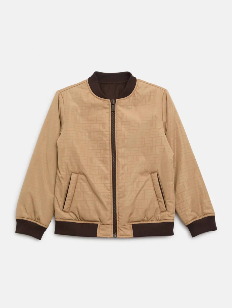 Мужская двусторонняя куртка-бомбер GUESS на молнии 1159854540 (Бежевый/Коричневый L)