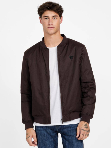 Мужская двусторонняя куртка-бомбер GUESS на молнии 1159854540 (Бежевый/Коричневый L)