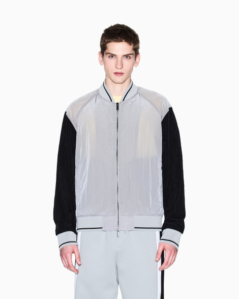 Мужской бомбер Armani Exchange ветровка 1159854745 (Черный/Серый XXL)