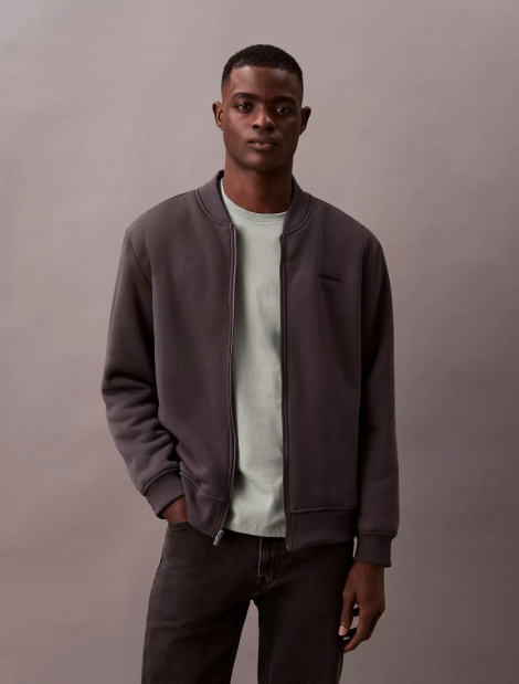 Мужской бомбер Calvin Klein с подкладкой из шерпы 1159858683 (Серый XL)