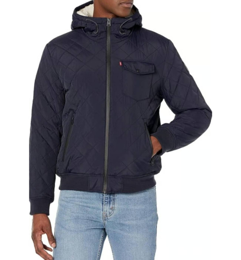 Мужской бомбер Levi's куртка с подкладкой из шерпы 1159864290 (Синий L)