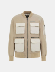 Чоловіча бомбер-куртка Guess з кишенями 1159847744 (Бежевий L)