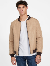 Мужская двусторонняя куртка-бомбер GUESS на молнии 1159854540 (Бежевый/Коричневый L)