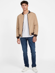 Мужская двусторонняя куртка-бомбер GUESS на молнии 1159854540 (Бежевый/Коричневый L)