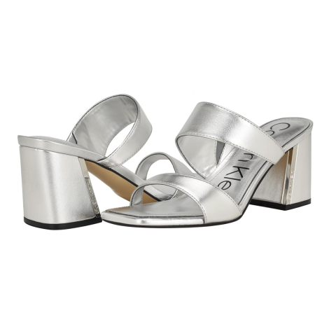 Женские босоножки Calvin Klein на каблуке 38 (7,5 US) 24 см Серебристый 1159849302