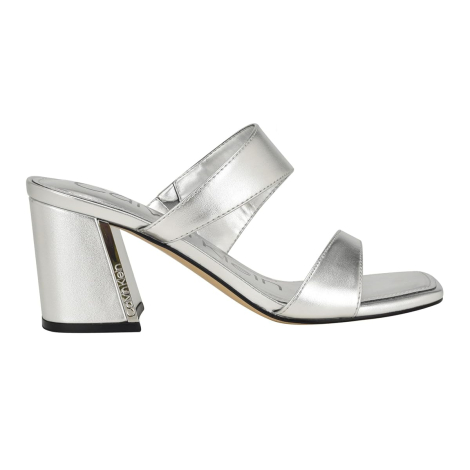 Женские босоножки Calvin Klein на каблуке 38 (7,5 US) 24 см Серебристый 1159849302