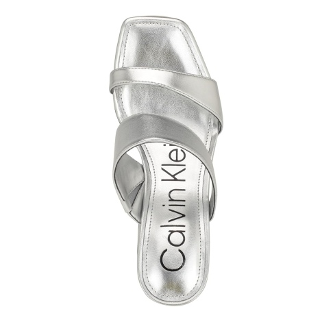 Женские босоножки Calvin Klein на каблуке 38 (7,5 US) 24 см Серебристый 1159849302