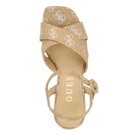 Женские босоножки GUESS на каблуке 37 (6,5 US) 24 см Бежевый 1159850767