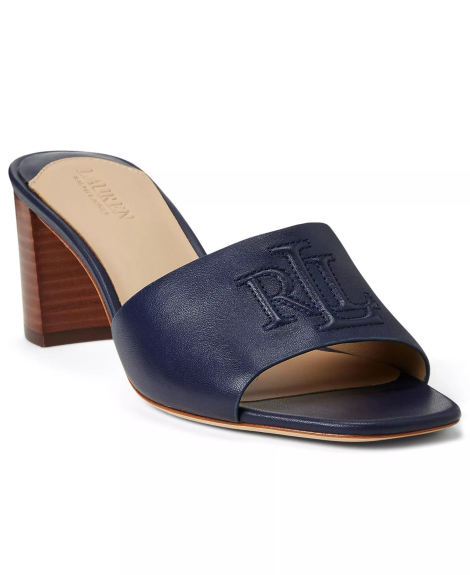 Женские кожаные босоножки Everly Ralph Lauren на каблуке 39,5 (9,5 US) 26 см Синий 1159862907