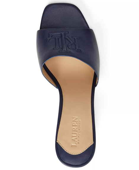 Женские кожаные босоножки Everly Ralph Lauren на каблуке 39,5 (9,5 US) 26 см Синий 1159862907