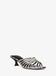 Женские кожаные босоножки Michael Kors на каблуке 40 (9 US) 26 см Черный/Бежевый 1159859507