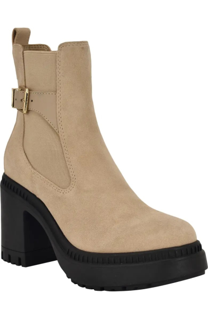 Замшевые ботинки Calvin Klein на каблуке 39,5 (9 US) 26 см Бежевый 1159855467