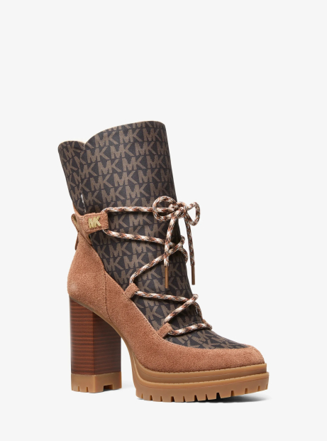Женские комбинированные ботинки Culver Michael Kors на каблуке 36 (6 US) 23,5 см Коричневый 1163193673