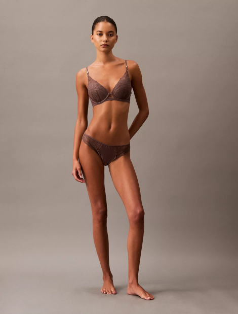 Кружевной бюстгальтер Push-up Calvin Klein с мини пайетками 1159838349 (Коричневый 34A)