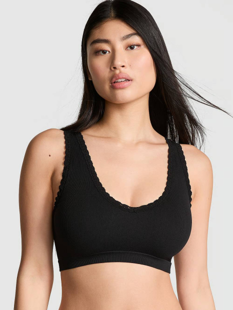 Бралетт без кісточок Victoria's Secret PINK ліф-топ 1159840620 (Чорний S)