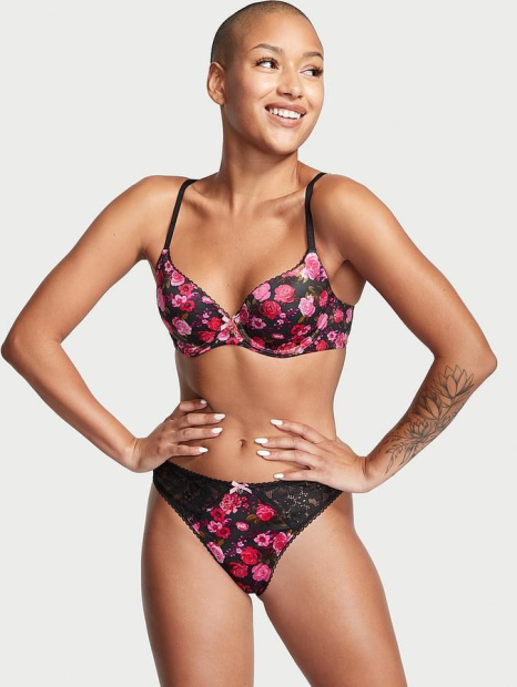 Бюстгальтер Victoria's Secret з принтом 1159840901 (Чорний/Рожевий 34DDD)