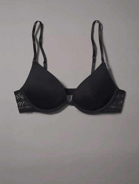 Гладкий бюстгальтер Push-up Calvin Klein с кружевом 1159841433 (Черный 34D)