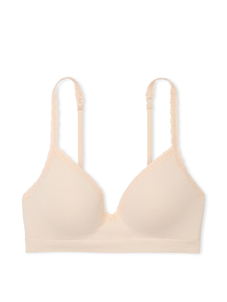 Бралетт в рубчик Victoria's Secret Pink бюст с Push-Up 1159849807 (Молочный L)