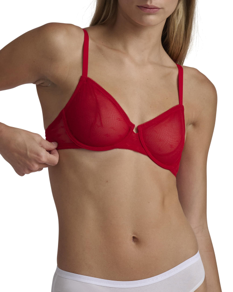 Полупрозрачный бюстгальтер-балконет Tommy Hilfiger 1159849880 (Красный 34B)