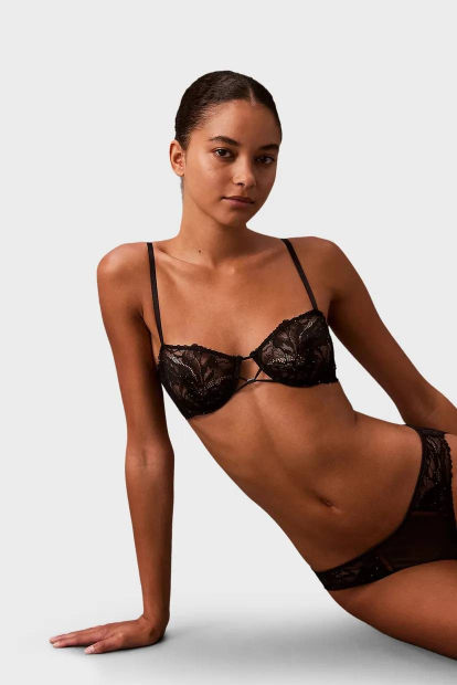 Кружевной бюстгальтер Calvin Klein лиф с мини пайетками 1159852625 (Черный 34A)