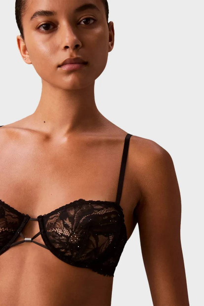Кружевной бюстгальтер Calvin Klein лиф с мини пайетками 1159852625 (Черный 34A)