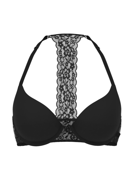 Кружевной бюстгальтер пуш-ап с Т-образной спинкой Victoria's Secret 1159852878 (Черный 34A)