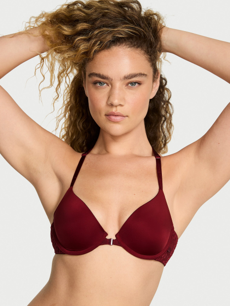 Мереживний бюстгальтер з Т-подібною спинкою Victoria's Secret 1159862509 (Бордовий 34B)