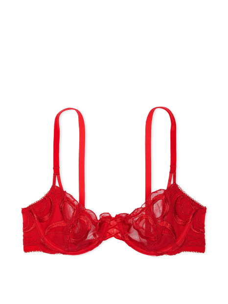 Сетчатый бюстгальтер Victoria's Secret с вышивкой 1159861311 (Красный 34C)