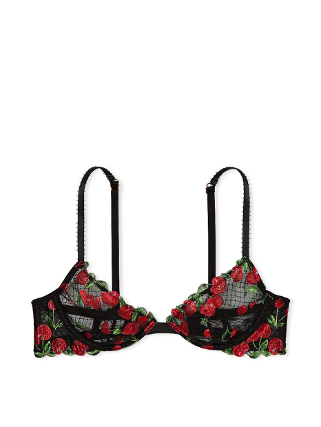 Сетчатый бюстгальтер Victoria's Secret лиф с вышивкой 1159861321 (Черный 34D)