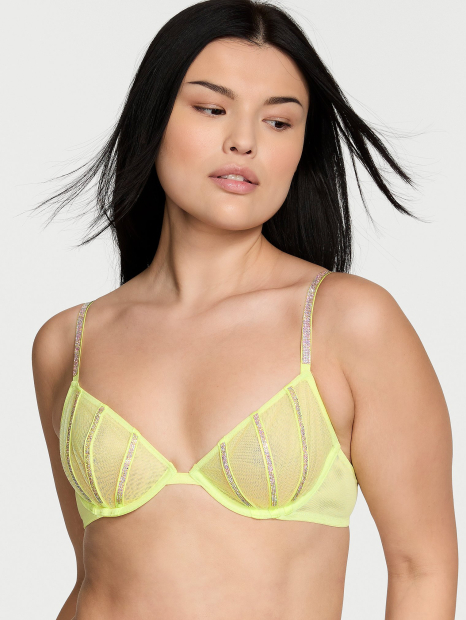 Сітчастий бюстгальтер зі стразами Victoria's Secret 1159861325 (Салатовий 34B)