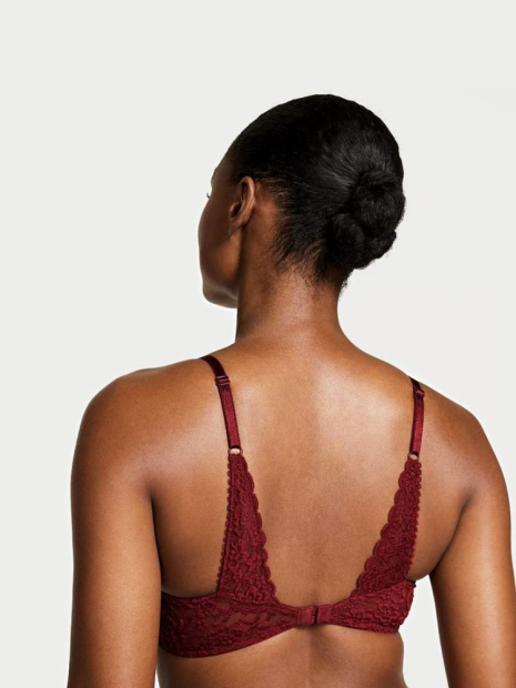 Гладкий бюстгальтер Push-Up Victoria's Secret с кружевом 1159861774 (Бордовый 36C)
