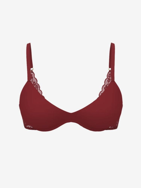 Гладкий бюстгальтер Push-Up Victoria's Secret з мереживом 1159861483 (Бордовий 38C)