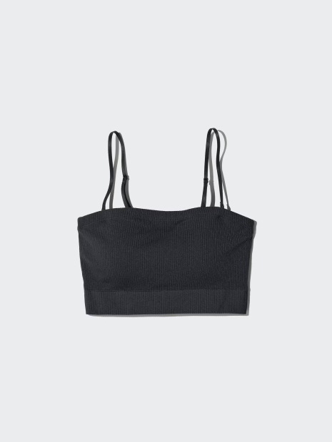 Бюстгальтер-топ із чашками UNIQLO в рубчик 1159861831 (Чорний S)