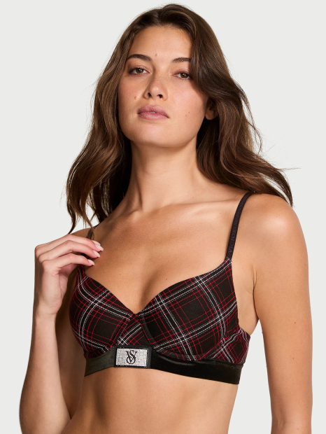 Бюстгальтер Victoria's Secret з логотипом зі страз 1159861989 (Чорний 34C)