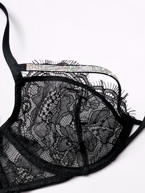 Мереживний бюстгальтер Victoria's Secret зі стразами 1159862406 (Чорний 34B)