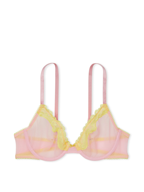 Сітчастий бюстгальтер з мереживним оздобленням Victoria's Secret 1159862426 (Рожевий 32B)