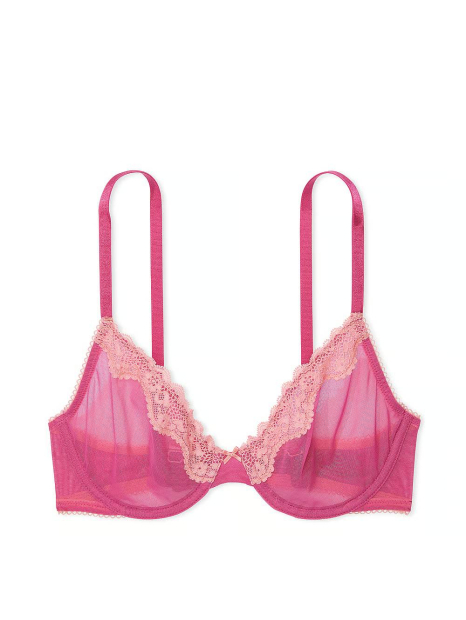Сітчастий бюстгальтер з мереживним оздобленням Victoria's Secret 1159862714 (Рожевий 34B)