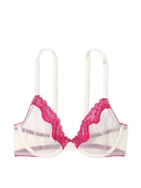 Сітчастий бюстгальтер з мереживним оздобленням Victoria's Secret 1159862715 (Молочний 34B)