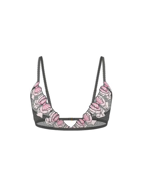 Полупрозрачный бралетт с вышивкой Victoria's Secret триангл 1159862758 (Черный XL)