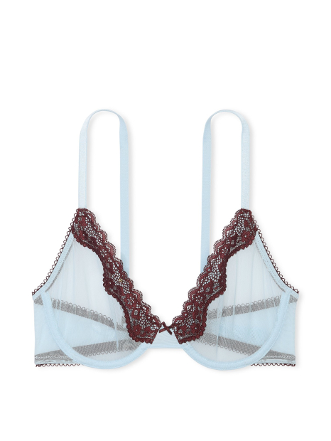 Сетчатый бюстгальтер с кружевной отделкой Victoria's Secret 1159862973 (Голубой 36B)