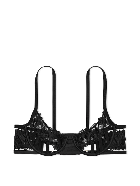 Бюстгальтер Victoria's Secret c цветочной аппликацией 1159863689 (Черный 38C)